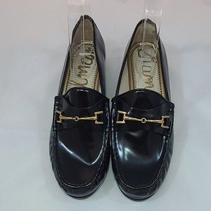 Sam Edelman Talia Loafers Driving Shoes Black Patent Bit Buckle Accent NWOB